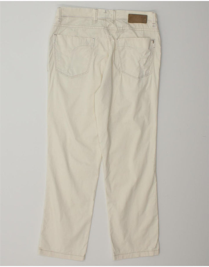 TRUSSARDI Womens Straight Casual Trousers W30 L28 Off White Cotton Vintage Trussardi and Second-Hand Trussardi from Messina Hembry 