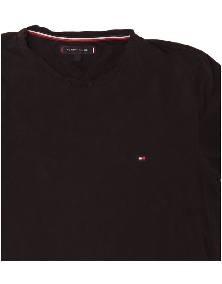 Tommy Hilfiger Camiseta masculina grande de algodão preto