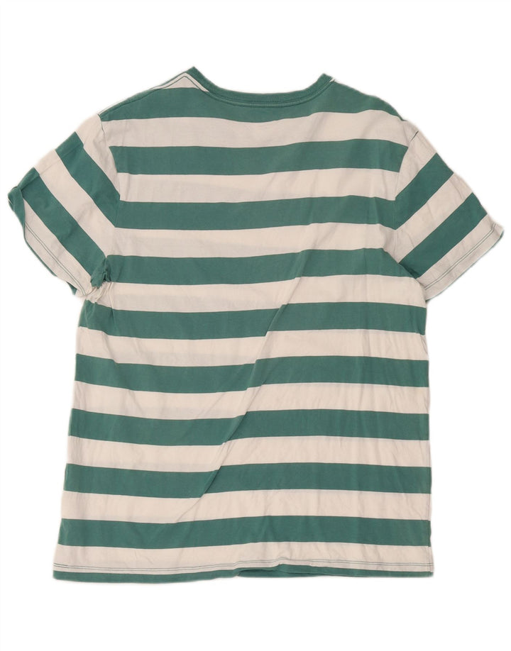 Camiseta masculina J. Crew Top grande de algodão listrado verde