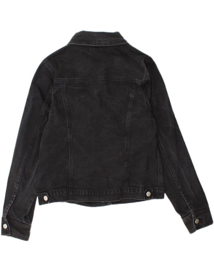 Jaqueta jeans feminina Warehouse UK 12 algodão preto médio