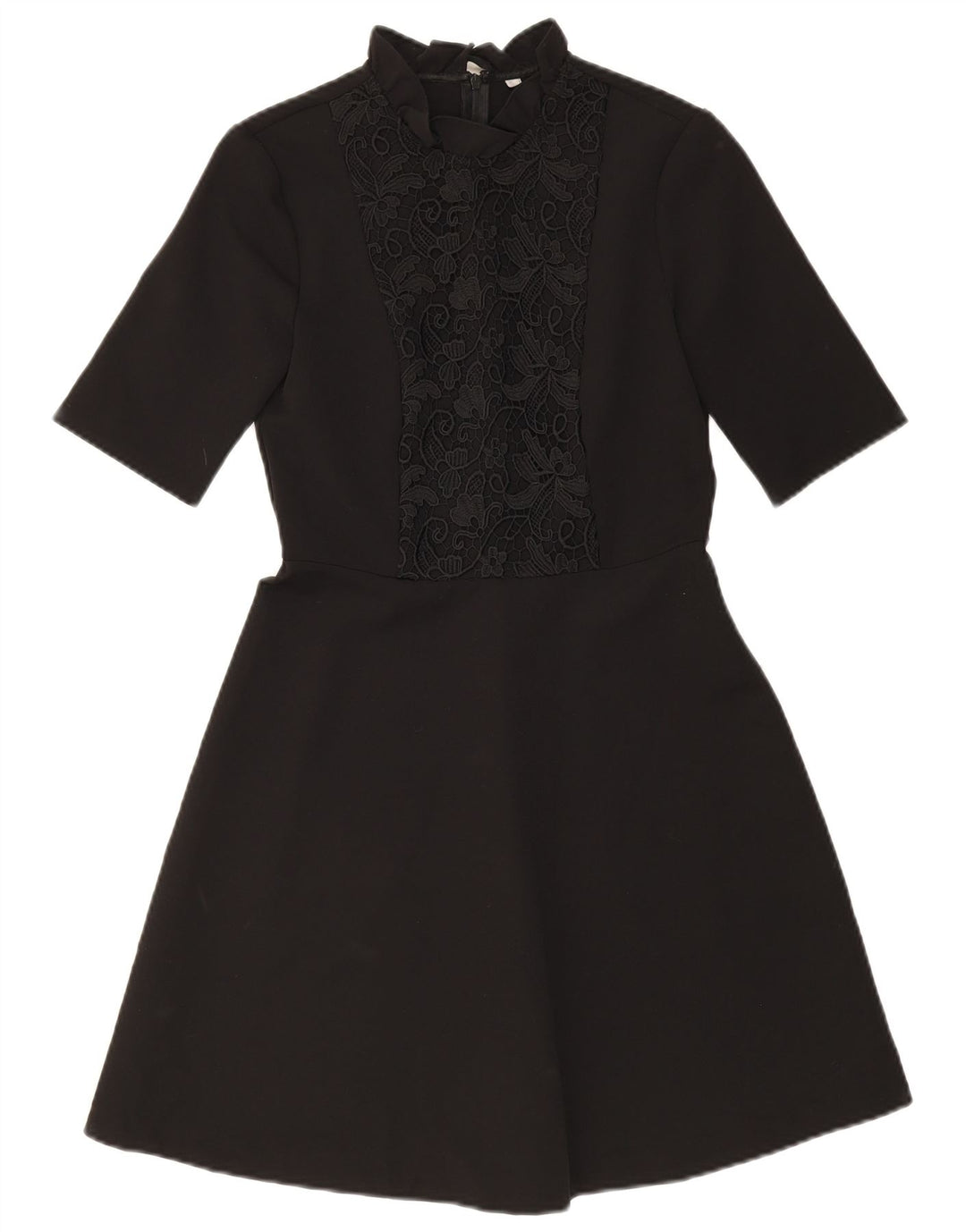 Vestido feminino ZARA A-Line UK 10 pequeno preto floral poliéster