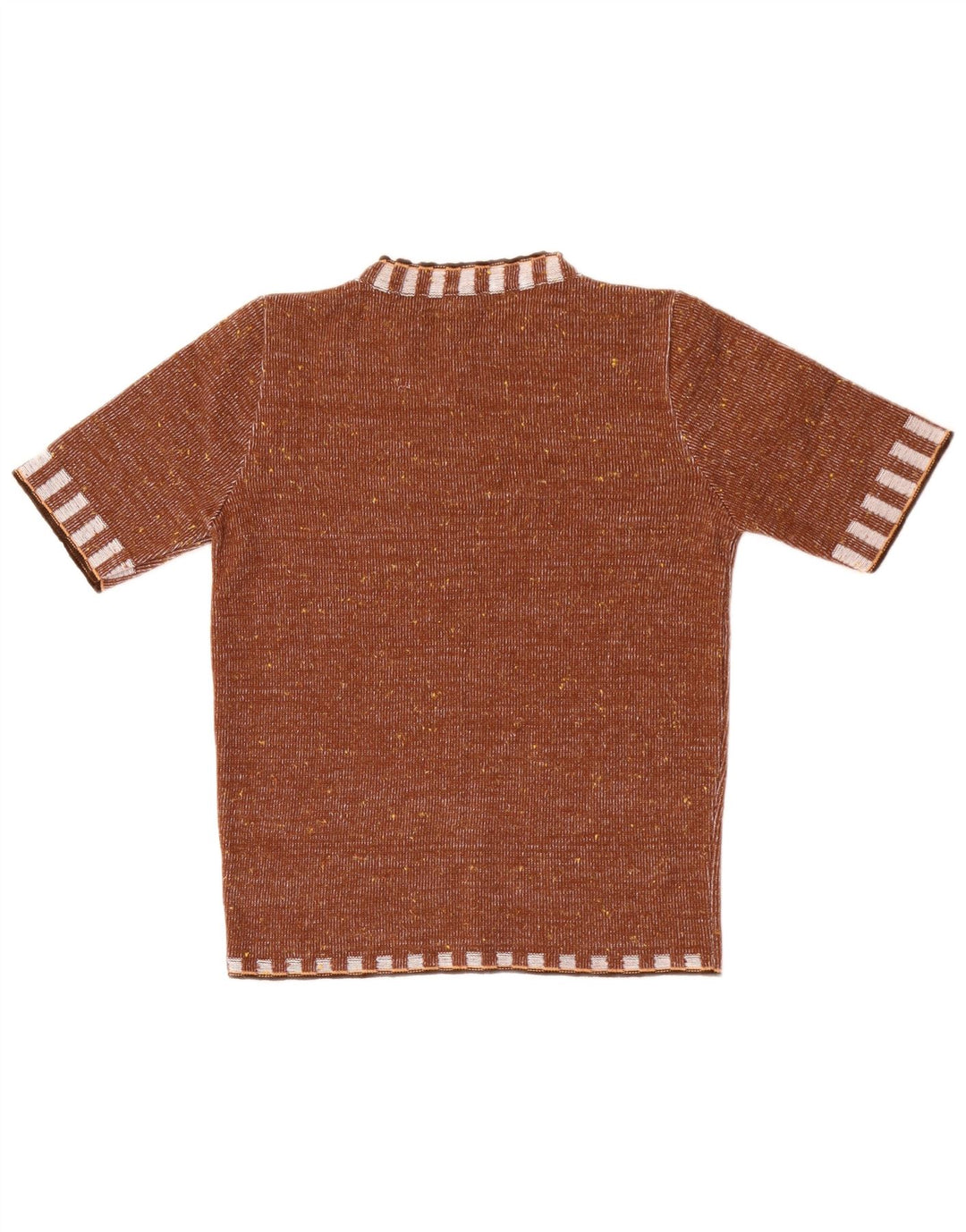 Blusa gráfica feminina vintage Top IT 44 poliacrílico listrado marrom médio