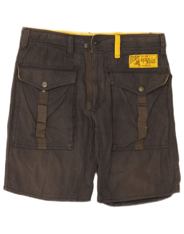 Diesel Mens Cargo Shorts W30 Algodão Cinza Médio