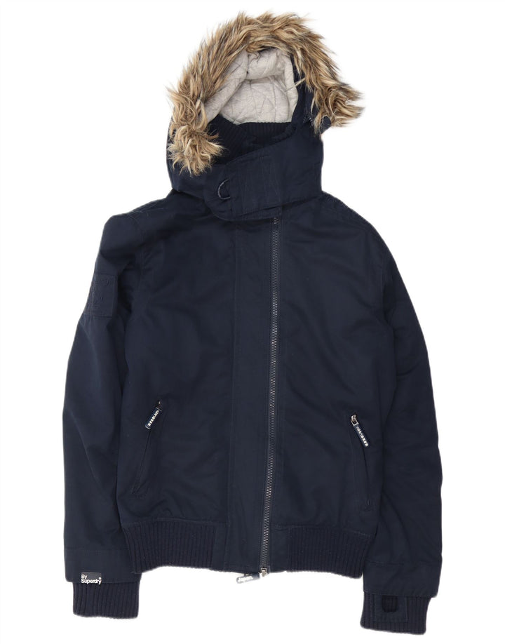 Jaqueta bomber masculina Superdry The Windbomber com capuz Reino Unido 38 azul marinho médio