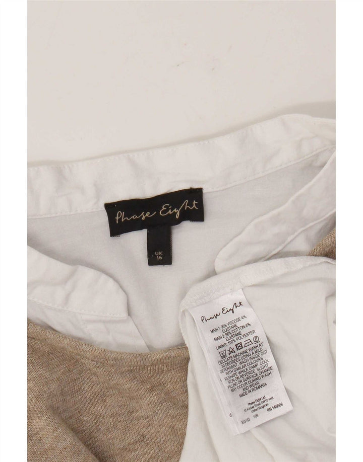 Túnica Feminina Phase Eight Reino Unido 16 Grande Viscose Colorblock Marrom
