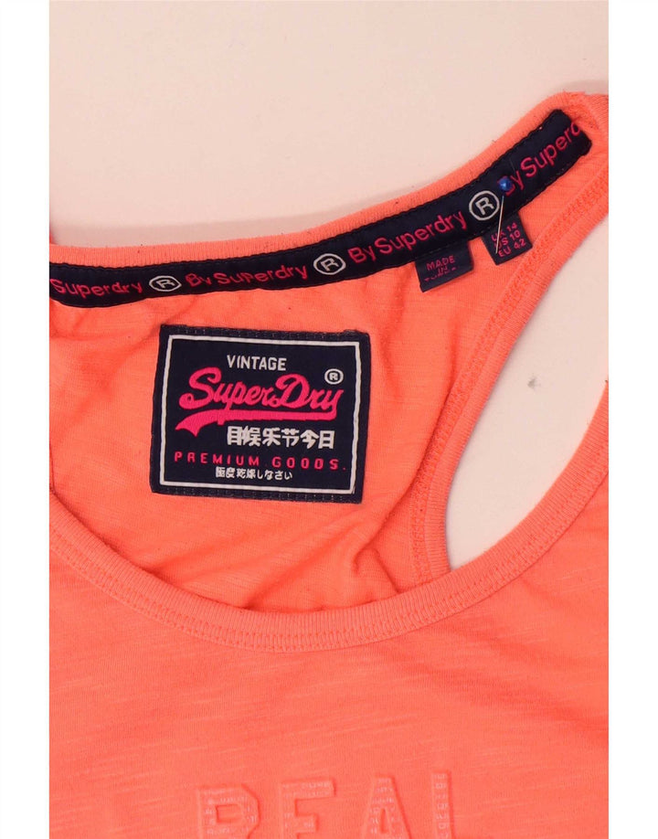 Superdry Womens Graphic Vest Top UK 14 Grande Laranja Poliéster