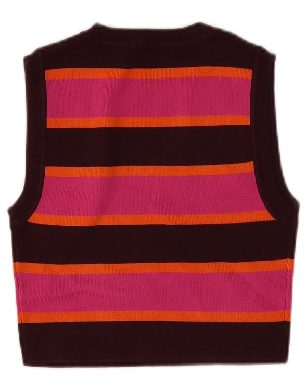 Zara Womens Crop Vest Top UK 12 Médio Rosa Listrado