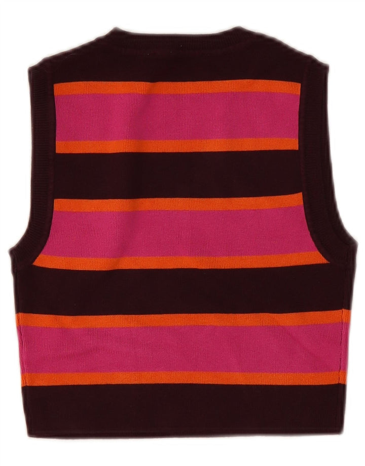 Zara Womens Crop Vest Top UK 12 Médio Rosa Listrado