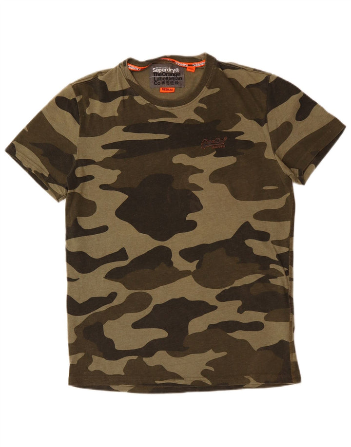 Camiseta masculina Superdry Top médio cáqui algodão camuflado