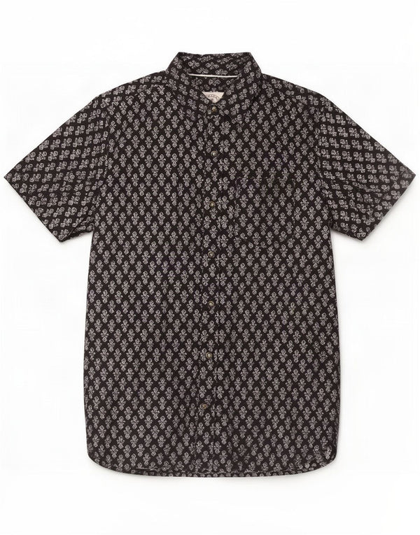 Camisa de manga curta masculina Fat Face XS Algodão geométrico preto