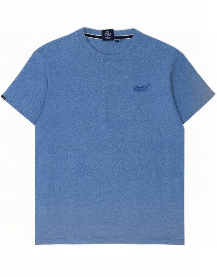 Camiseta masculina Superdry Top médio algodão manchado azul