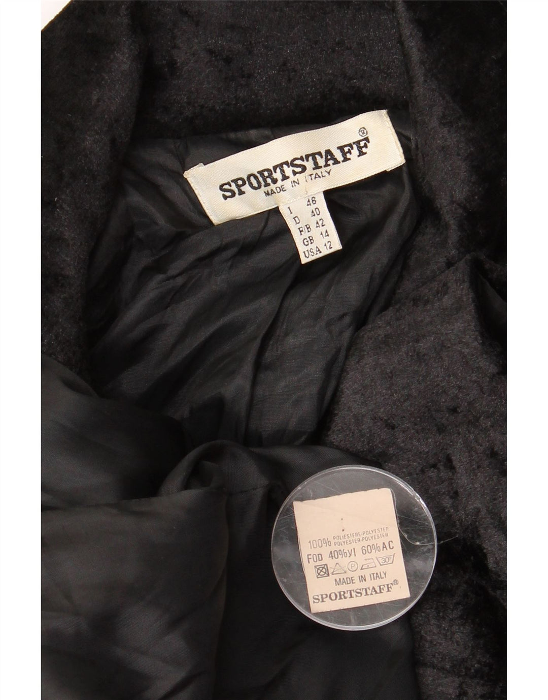 Jaqueta blazer feminina Sportstaff com peito duplo Reino Unido 14 grande poliéster preto