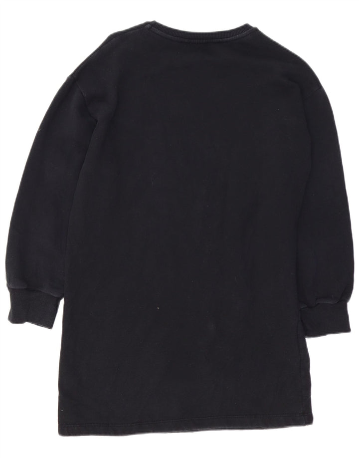 ZARA feminino gráfico moletom jumper vestido Reino Unido 14 médio algodão preto