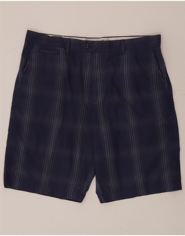 Shorts chino masculino Marks & Spencer W36 grande algodão xadrez azul