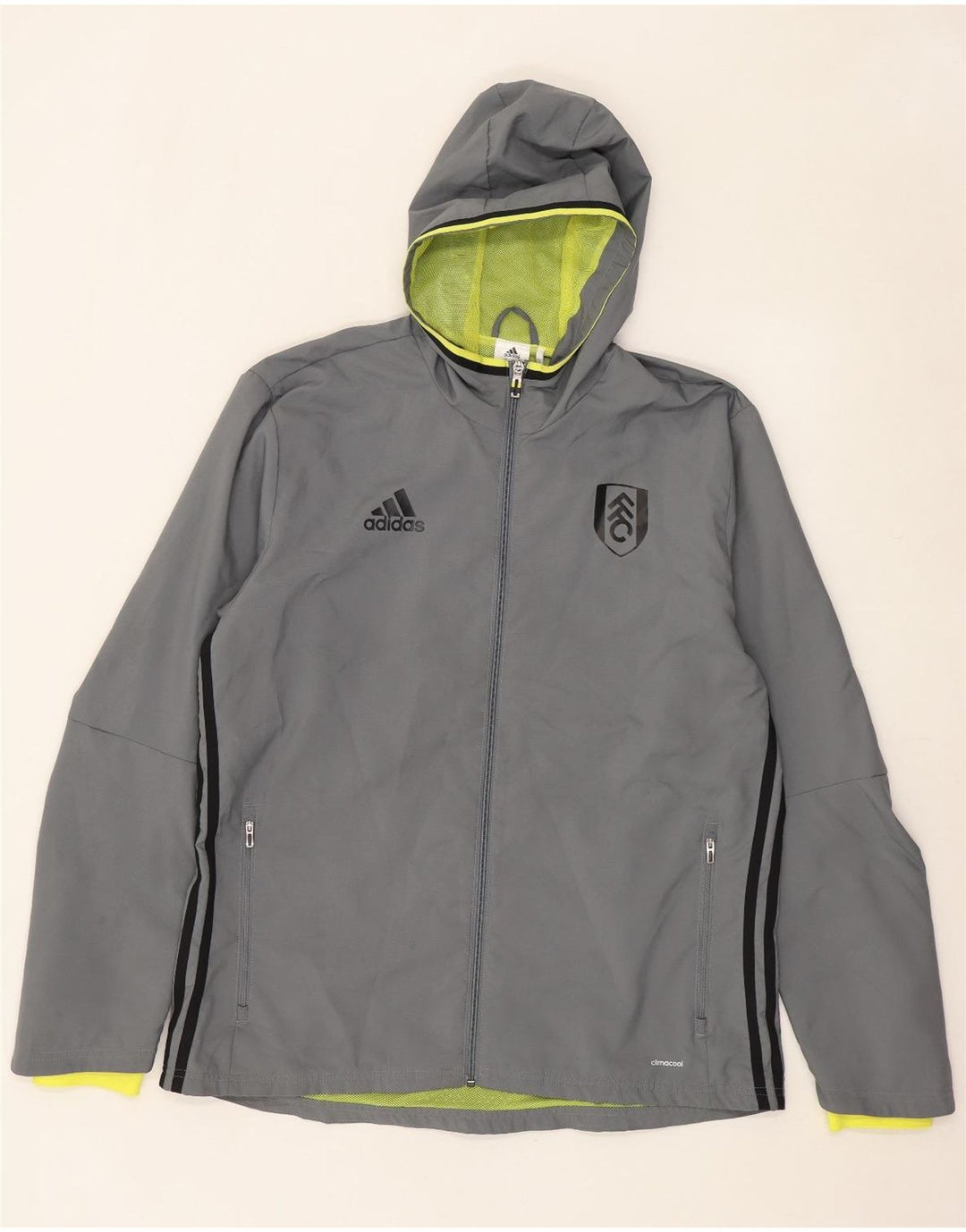 Jaqueta de chuva com capuz Adidas Mens Climacool Graphic UK 40 Grande Poliéster Cinza