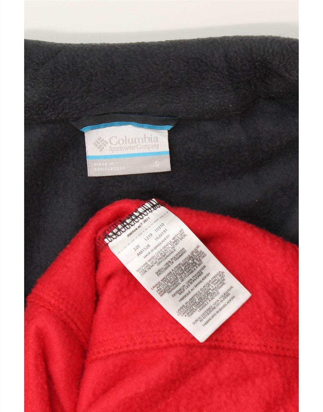 Suéter de lã Columbia masculino com zíper e gola pequena em poliéster vermelho colorblock