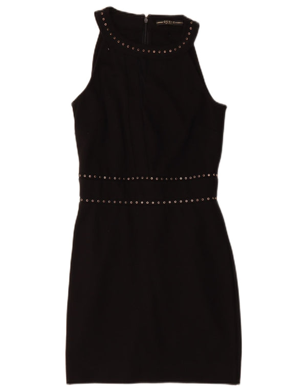 Guess Vestido feminino sem mangas com bainha UK 4 XS Preto