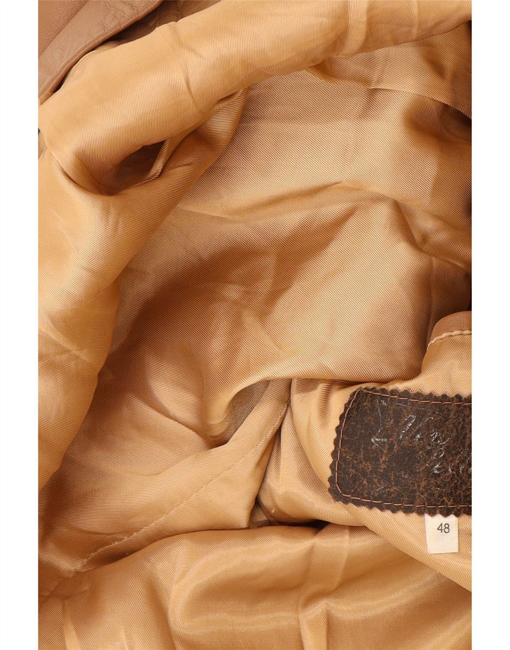 Jaqueta blazer masculina VINTAGE de couro com 2 botões IT 48 couro bege médio