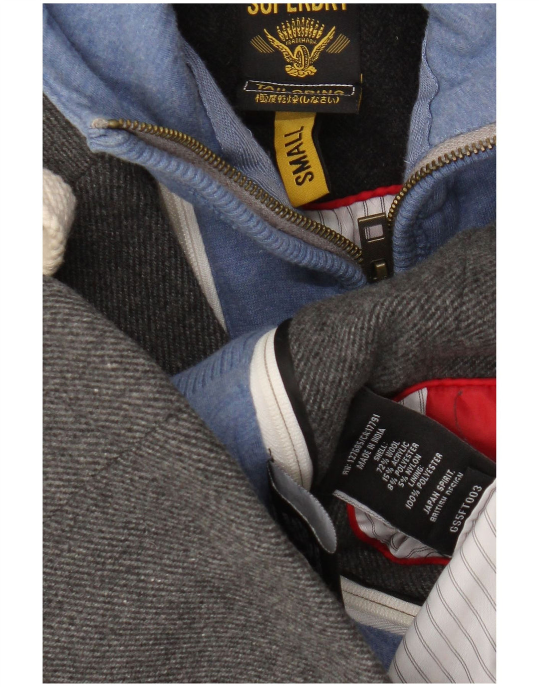 Jaqueta blazer feminina Superdry com capuz de 2 botões Reino Unido 10 pequena lã cinza