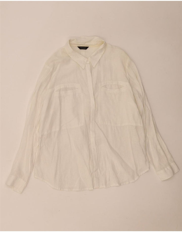 Camisa feminina Autograph UK 18 XL linho branco