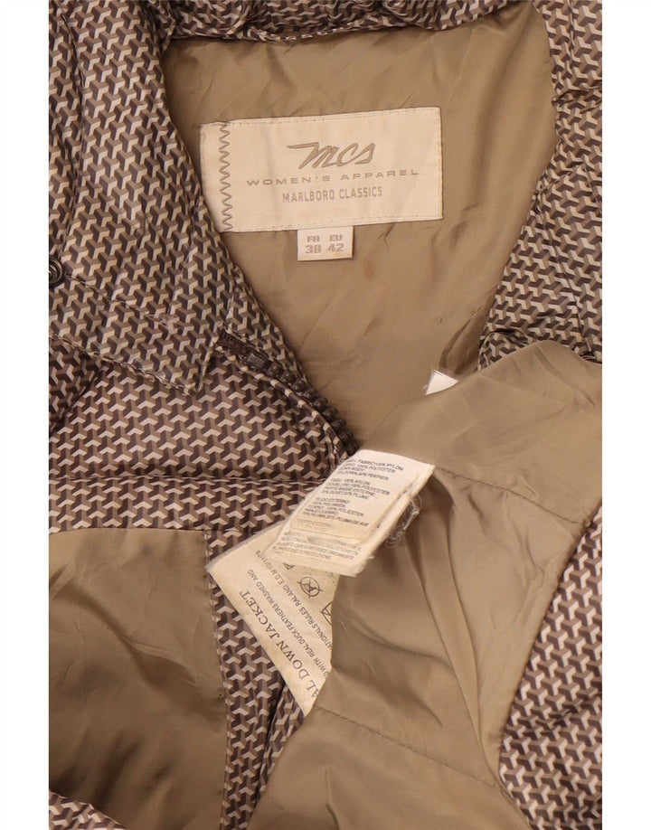 Jaqueta acolchoada com capuz feminino Marlboro Classics EU 42 grande cinza geométrico