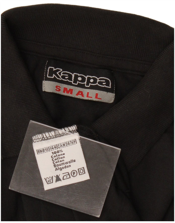 Camisa polo masculina de manga comprida Kappa pequena de algodão preto
