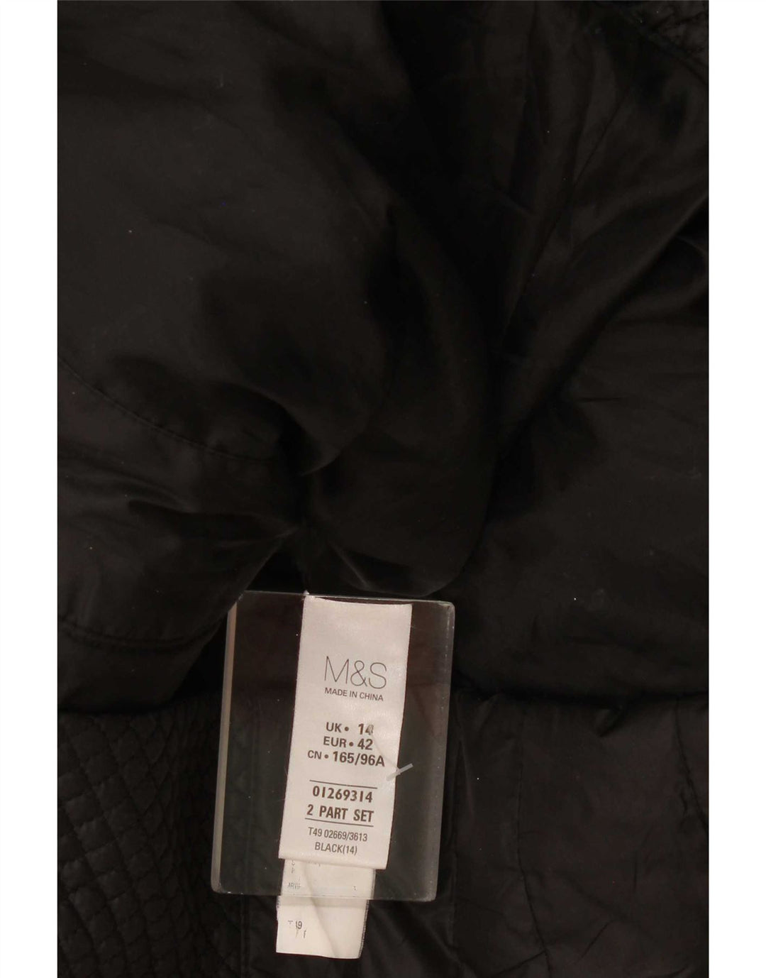 Jaqueta feminina acolchoada com capuz Marks & Spencer Reino Unido 14 grande poliéster preto