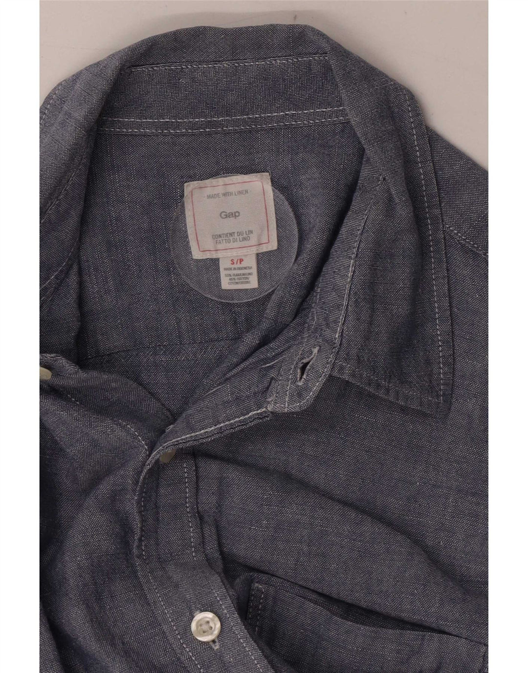 Camisa masculina Gap pequena linho azul marinho