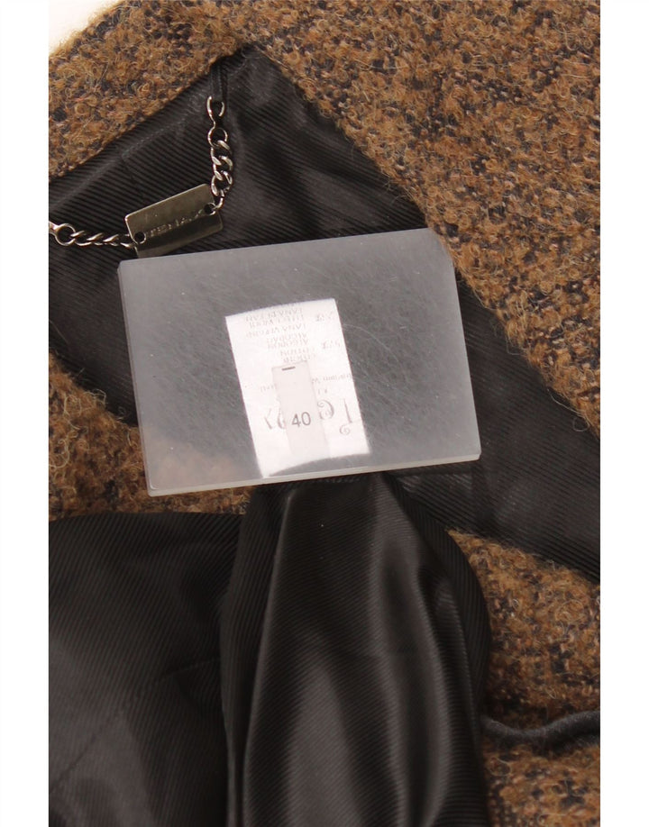 Casaco feminino Tenax com peito duplo IT 40 algodão manchado marrom pequeno