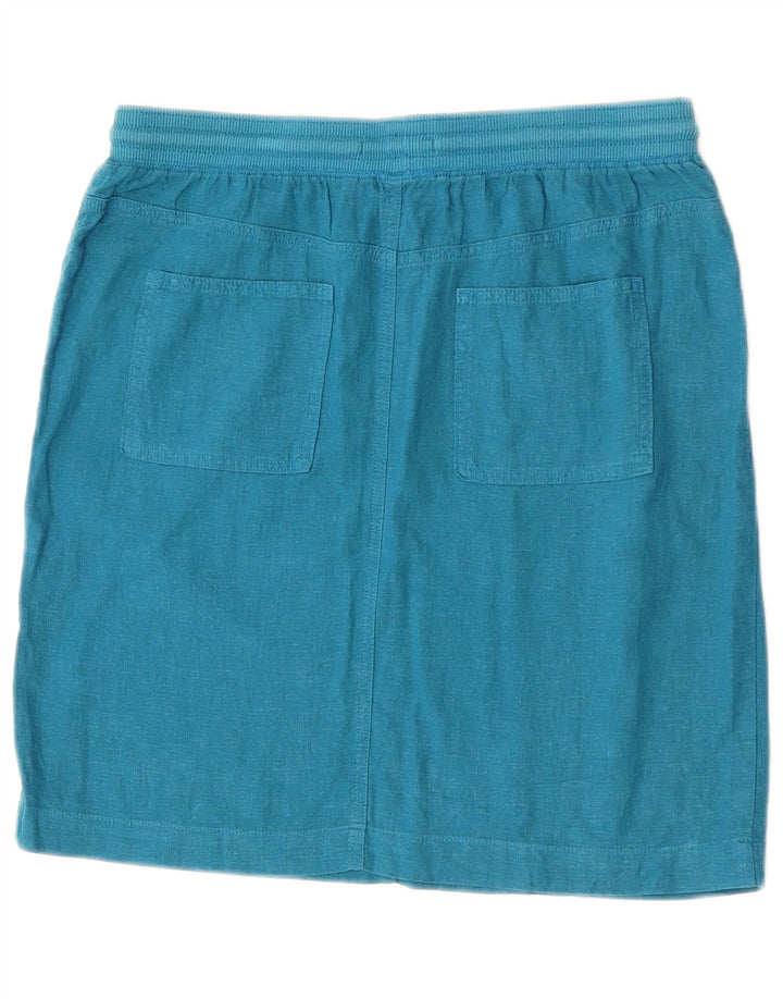 Saia reta feminina Marks & Spencer Reino Unido 12 médio W30 linho azul