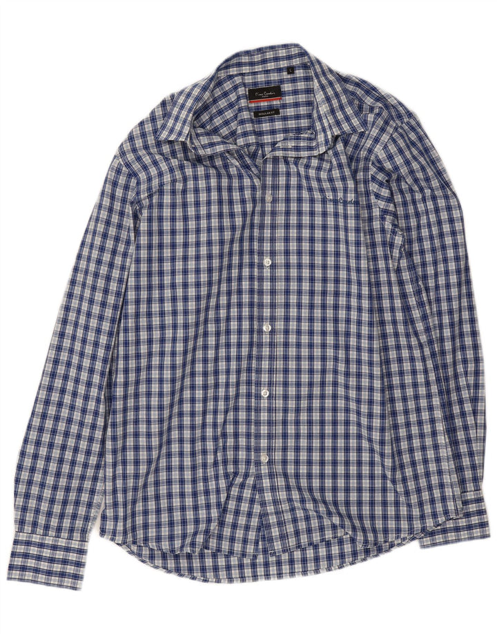 Camisa masculina Pierre Cardin grande xadrez azul