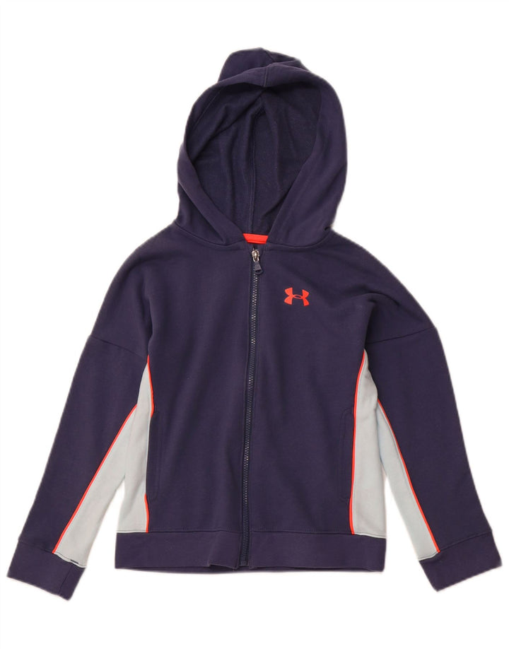 Suéter com capuz Under ARMOUR Boys Cold Gear Zip 7-8 anos pequeno azul marinho