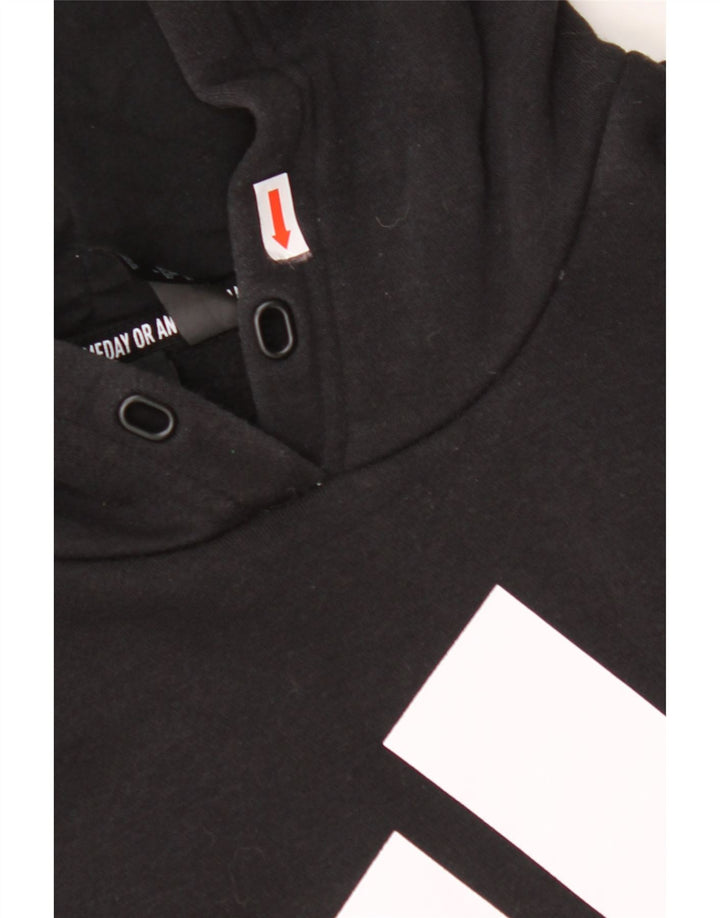 ADIDAS Womens Graphic Hoodie Jumper UK 24/26 2XL Algodão Preto