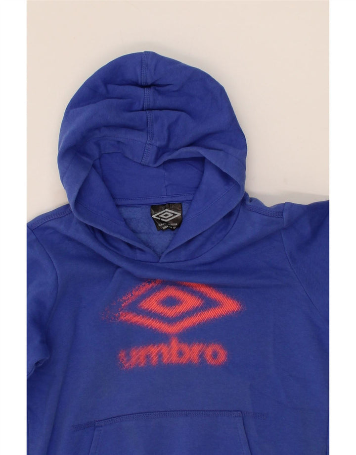 UMBRO Boys Graphic Hoodie Jumper 6-7 Years Blue Cotton Vintage Umbro and Second-Hand Umbro from Messina Hembry 