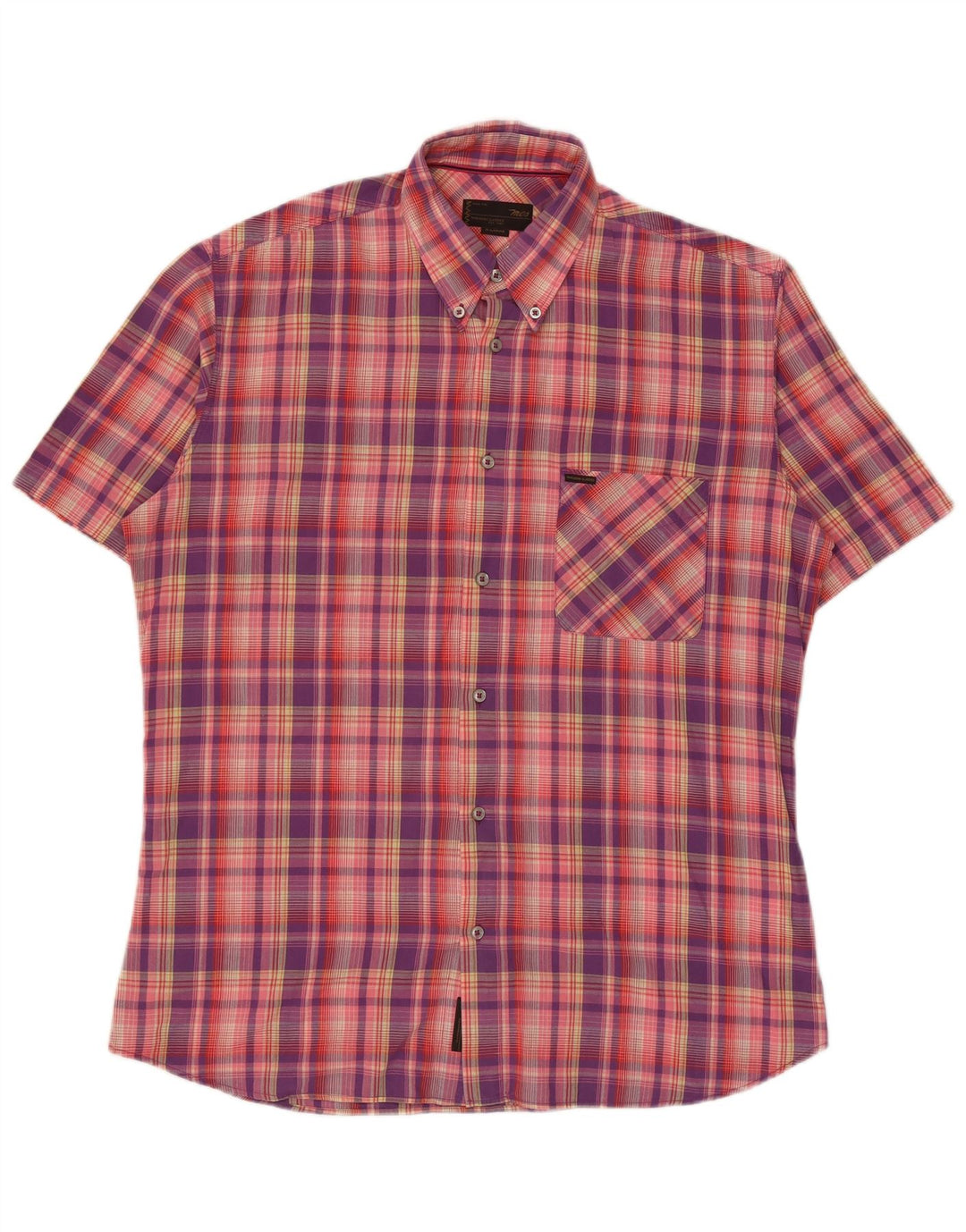 Camisa masculina de manga curta Marlboro Classics XL rosa xadrez algodão