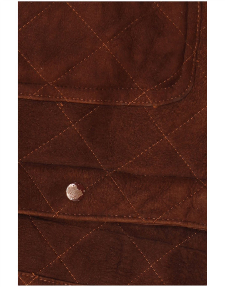 Jaqueta masculina vintage de shearling IT 50 grande marrom shearling