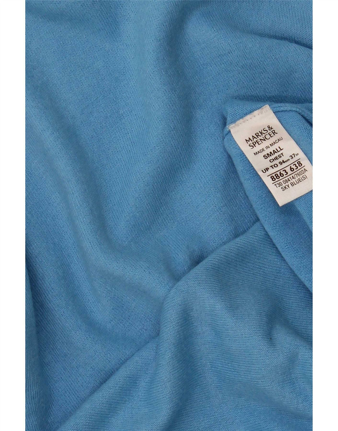 Suéter masculino Marks & Spencer Autograph com decote em V pequeno azul acrílico