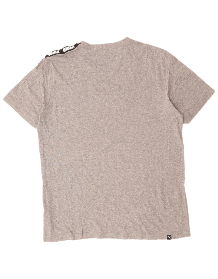 Camiseta masculina gráfica PUMA grande algodão colorblock cinza