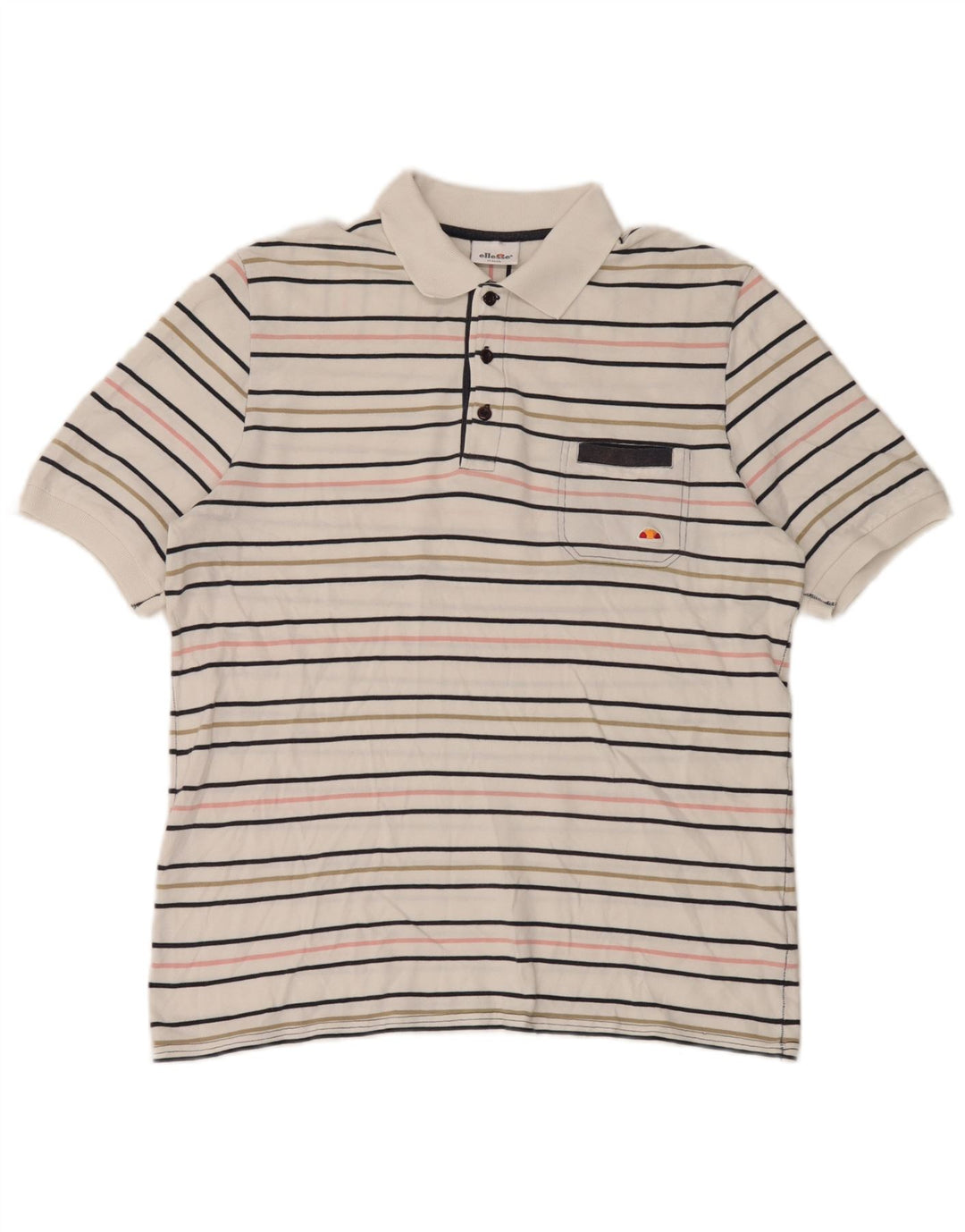 Camisa polo masculina Ellesse grande algodão listrado branco