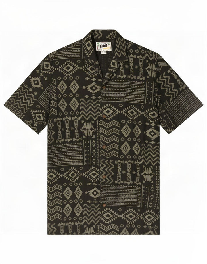 Camisa feminina de manga curta Pull & Bear pequena viscose geométrica preta