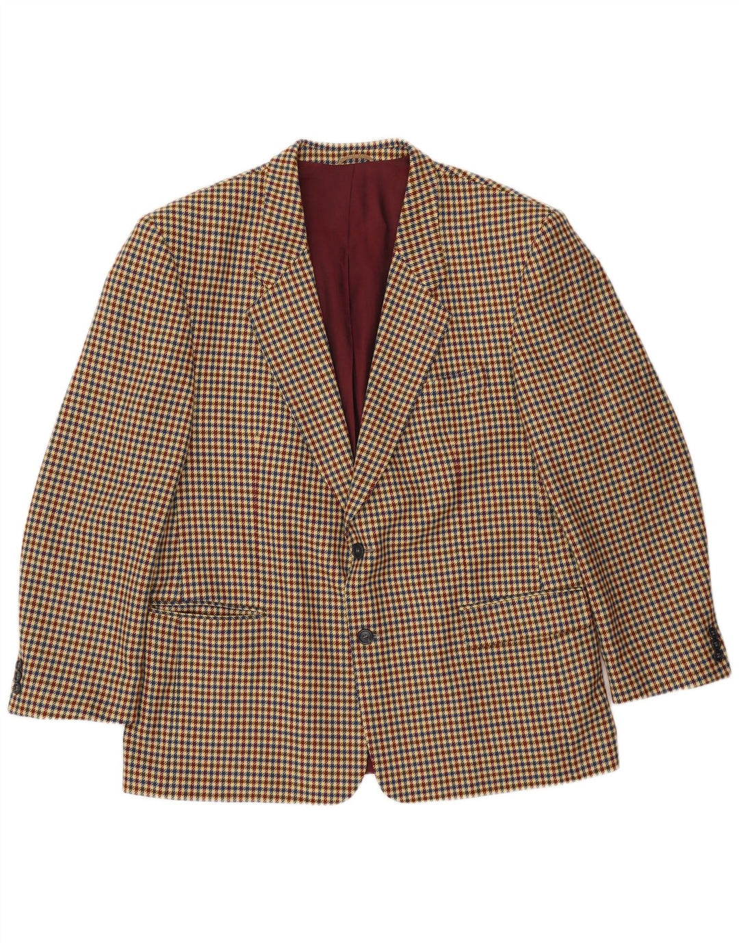 Jaqueta blazer masculina Luigi Botto com 2 botões Reino Unido 40 grande lã houndstooth bege
