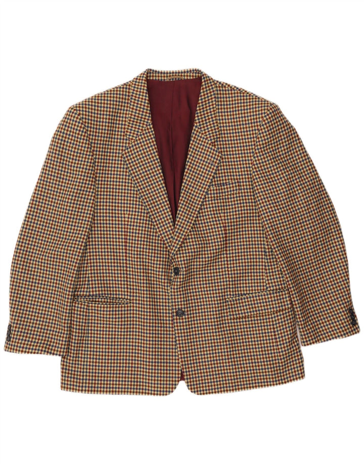 Jaqueta blazer masculina Luigi Botto com 2 botões Reino Unido 40 grande lã houndstooth bege