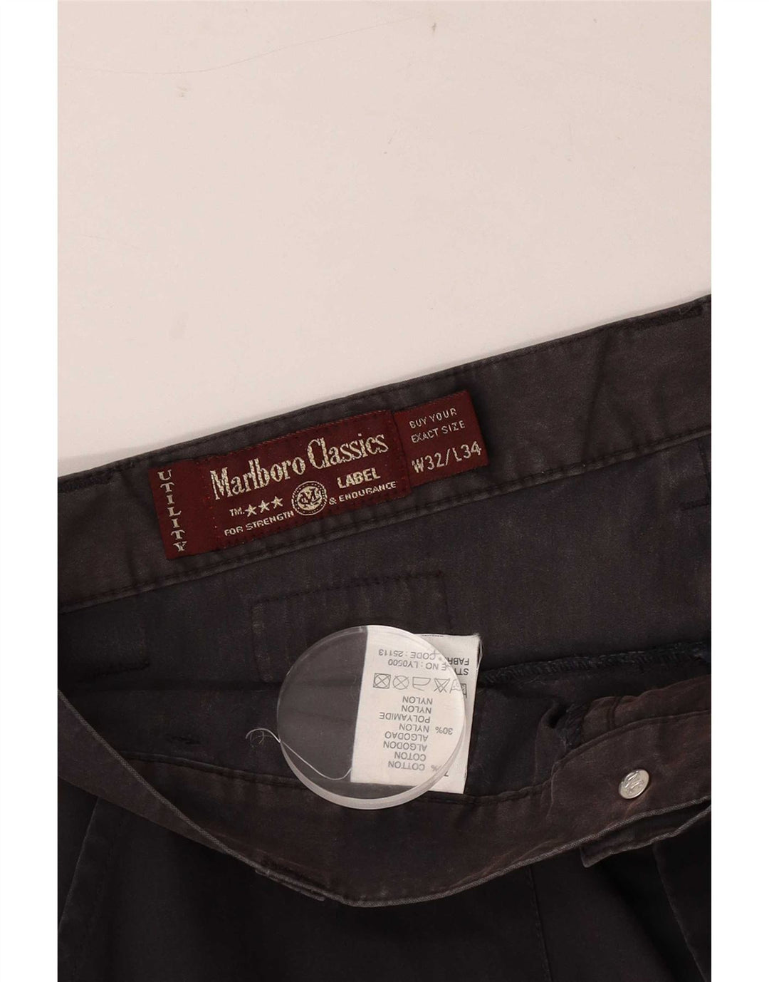 Calça cargo reta masculina Marlboro Classics W32 L28 algodão preto
