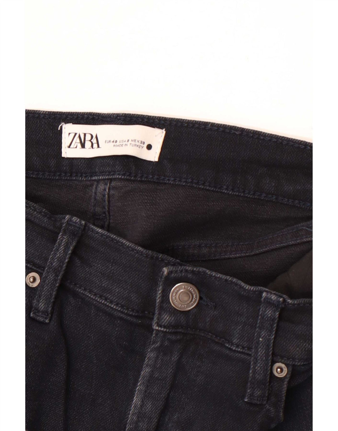 Zara Jeans retos femininos EU 40 Médio W30 L26 Azul marinho