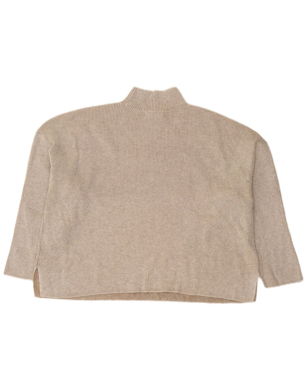 Suéter feminino Marks & Spencer com gola tartaruga Reino Unido 18 XL listrado bege