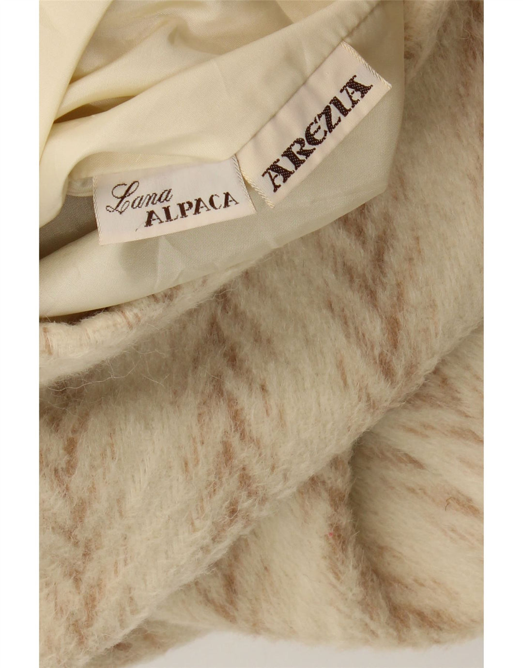 Casaco Duffle Feminino Oversized Arezia Reino Unido 20 2XL Lã Espinha de Peixe Bege