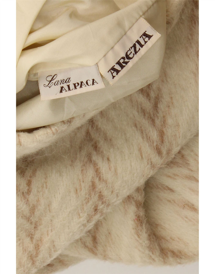 Casaco Duffle Feminino Oversized Arezia Reino Unido 20 2XL Lã Espinha de Peixe Bege