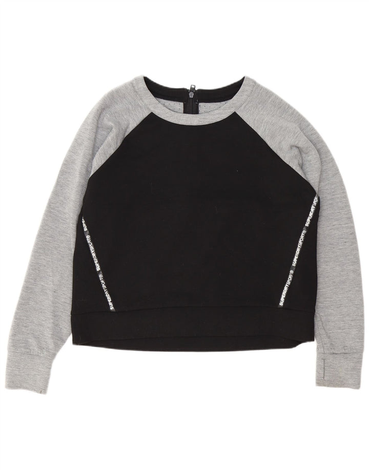 Suéter gráfico feminino Superdry UK 16 grande bloco colorido preto