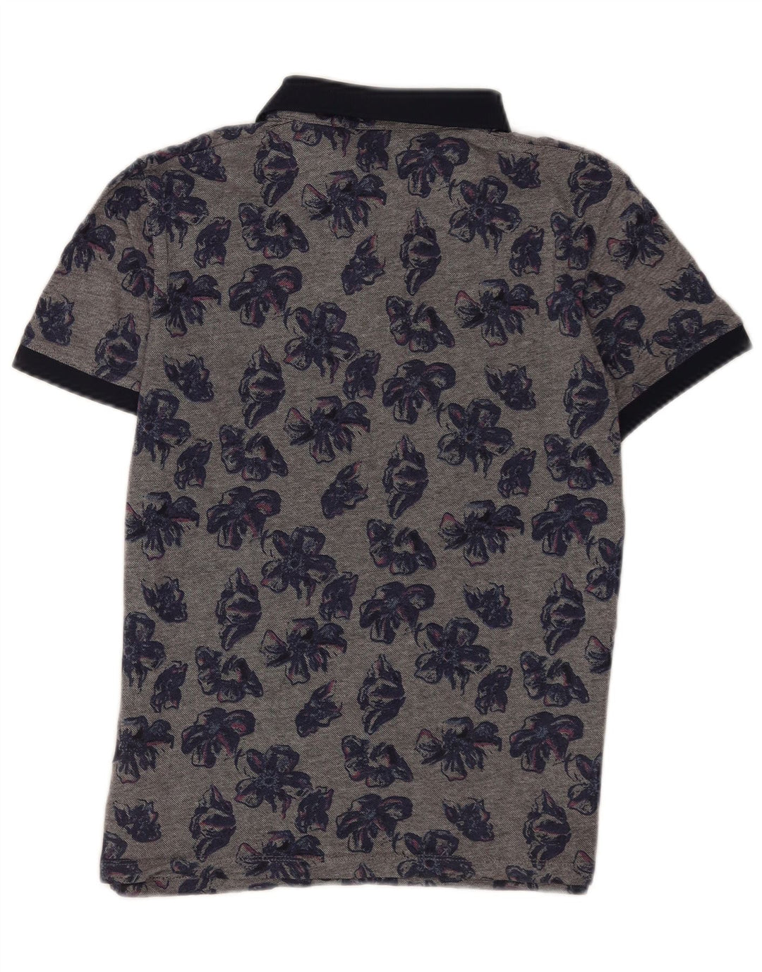 Camisa polo masculina Ted Baker tamanho 4 grande algodão floral cinza