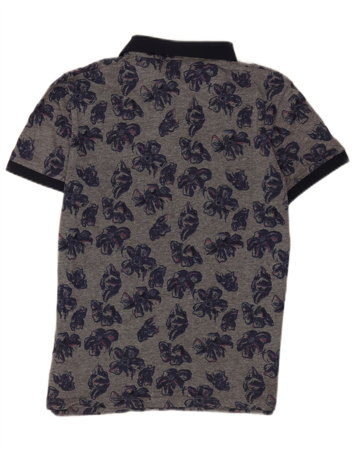 Camisa polo masculina Ted Baker tamanho 4 grande algodão floral cinza